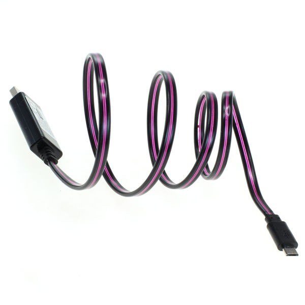Cablu date CELLTEK Micro-USB negru, lumina dinamica violet