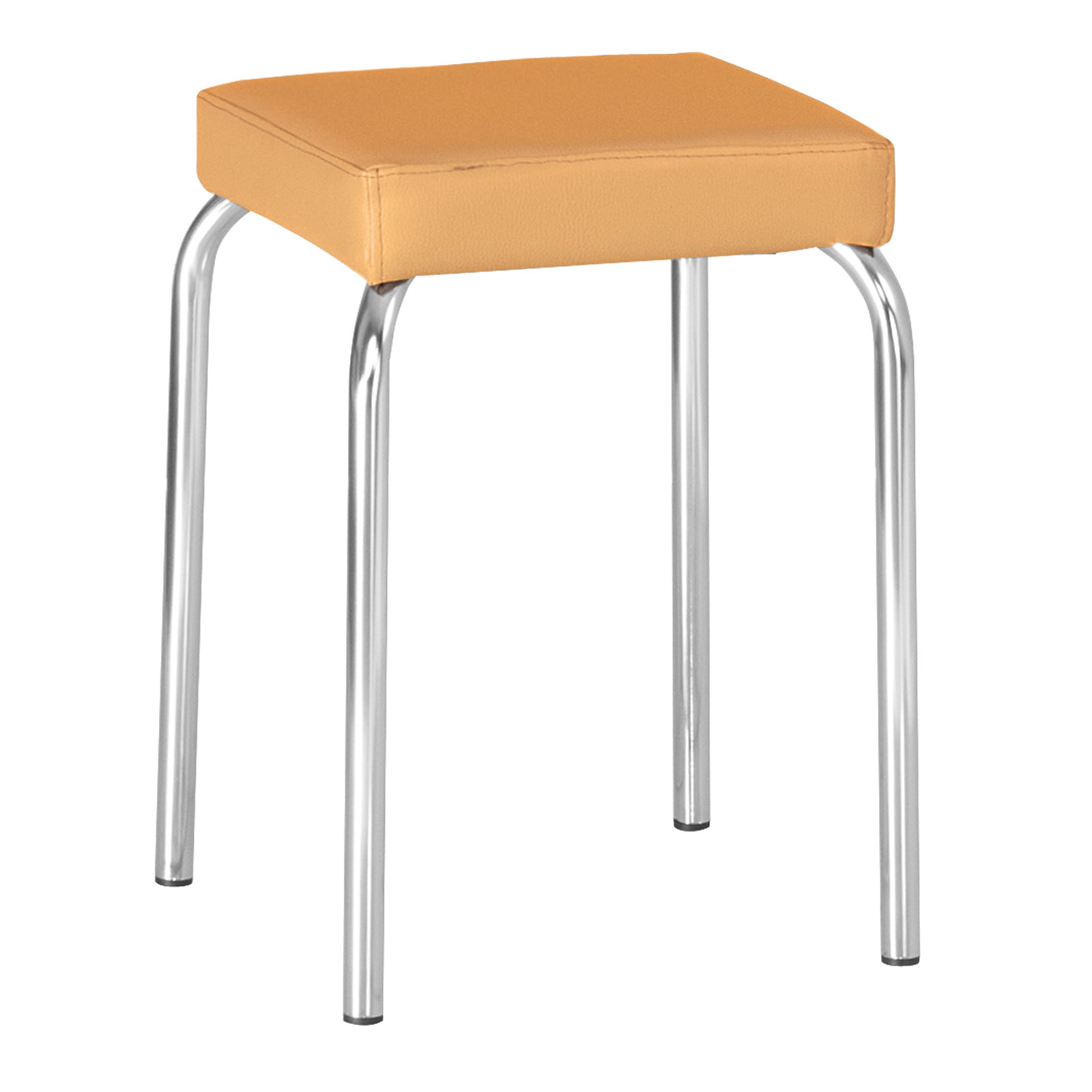 Scaun taburet MF Tutti, cadru cromat, PU, ocru