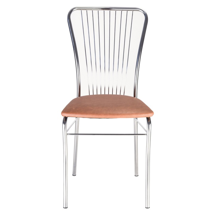 Scaun dining MF Neron, cadrul cromat, PU, aramiu