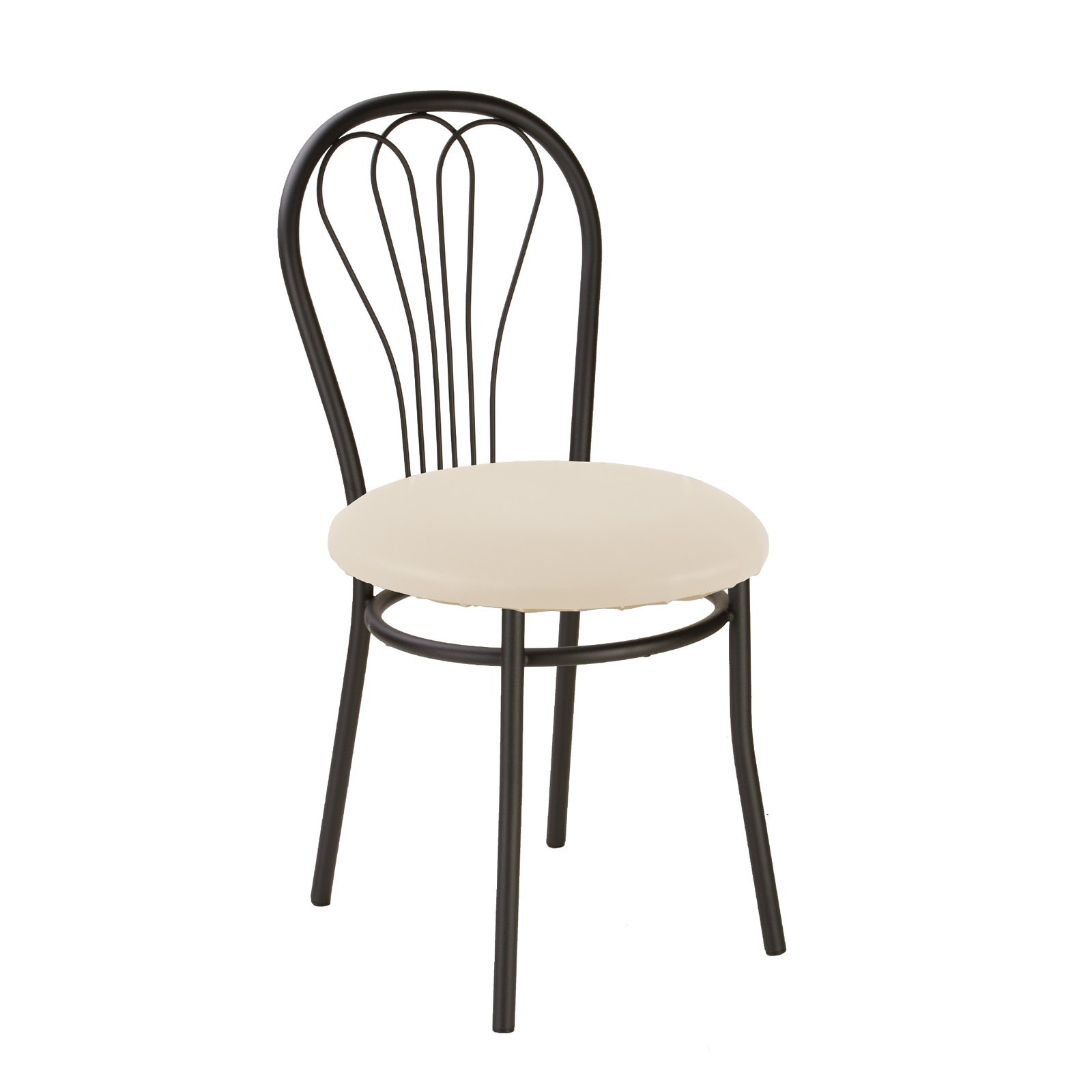 Scaun dining MF Venus, cadru negru, vopsit in camp electrostatic, PU, crem