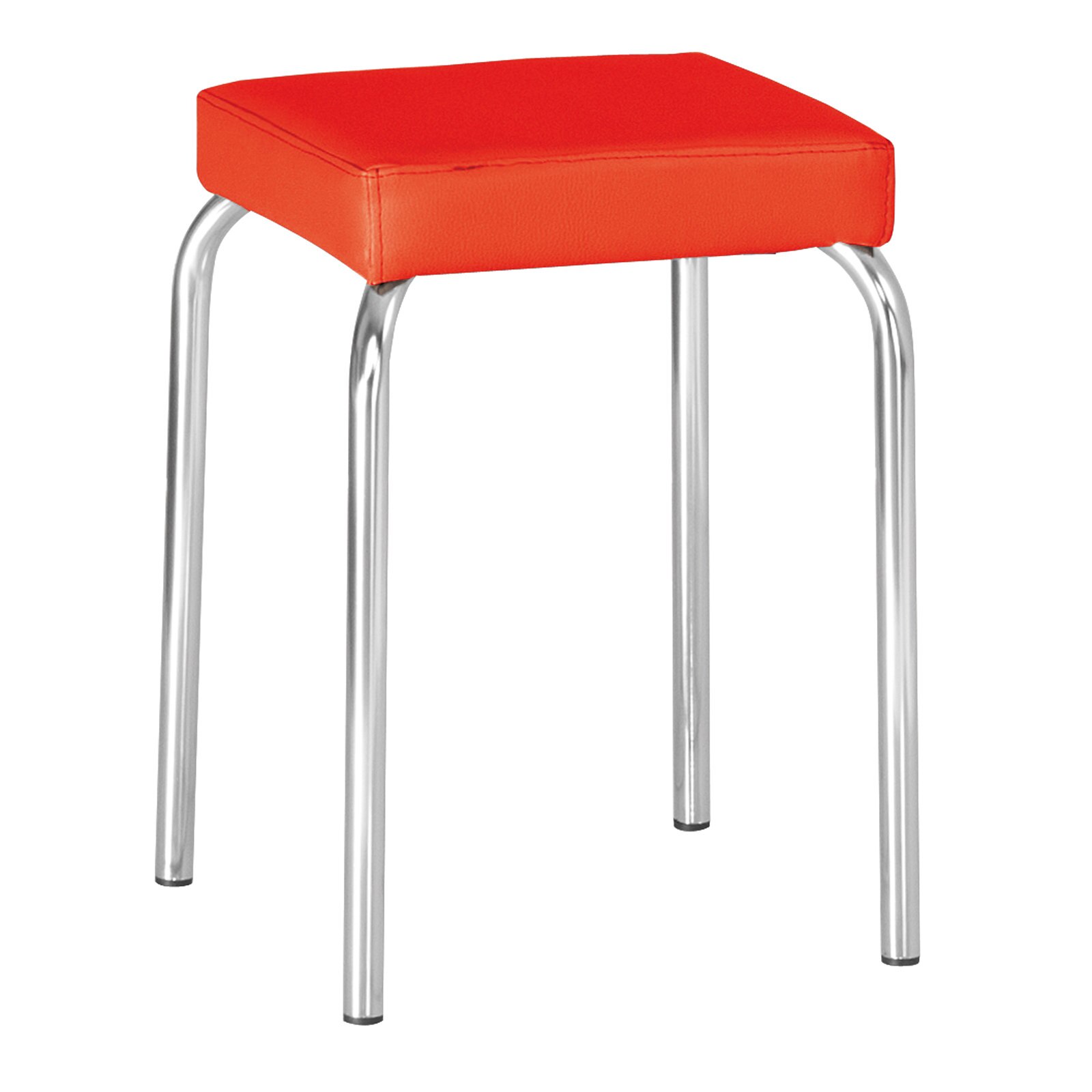 Scaun taburet MF Tutti, cadru cromat, PU, rosu