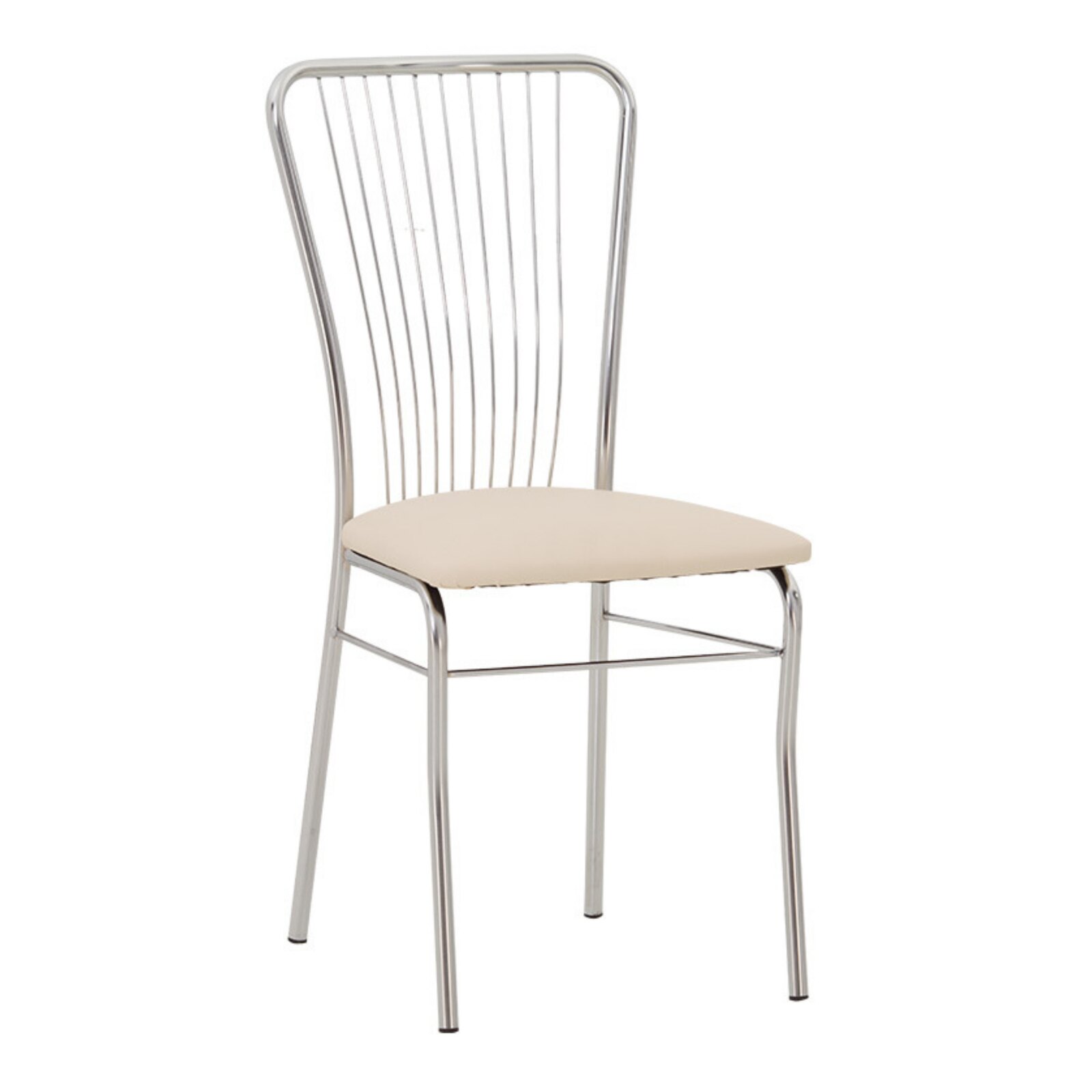 Scaun dining MF Neron, cadrul cromat, PU, crem