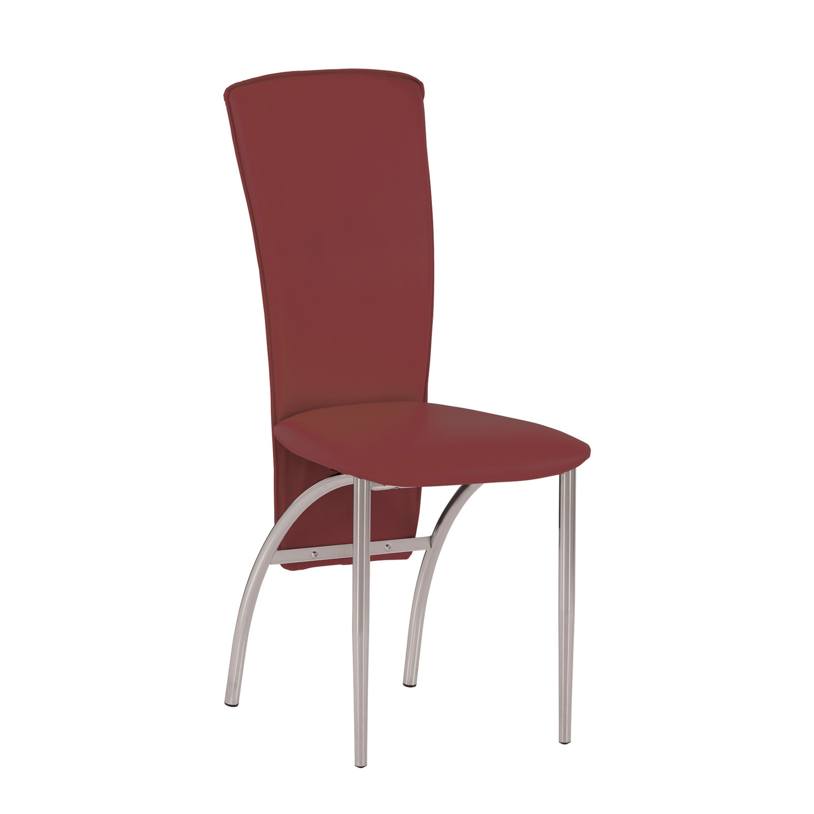 Scaun dining MF Amely, cadru cromat, PU, bordeaux