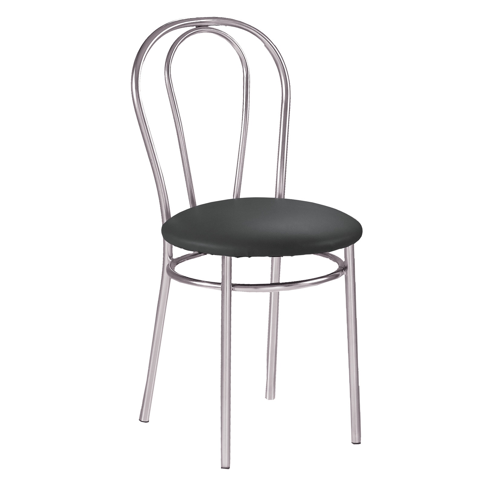 Scaun dining MF Tulipan, cadru cromat, PU, negru