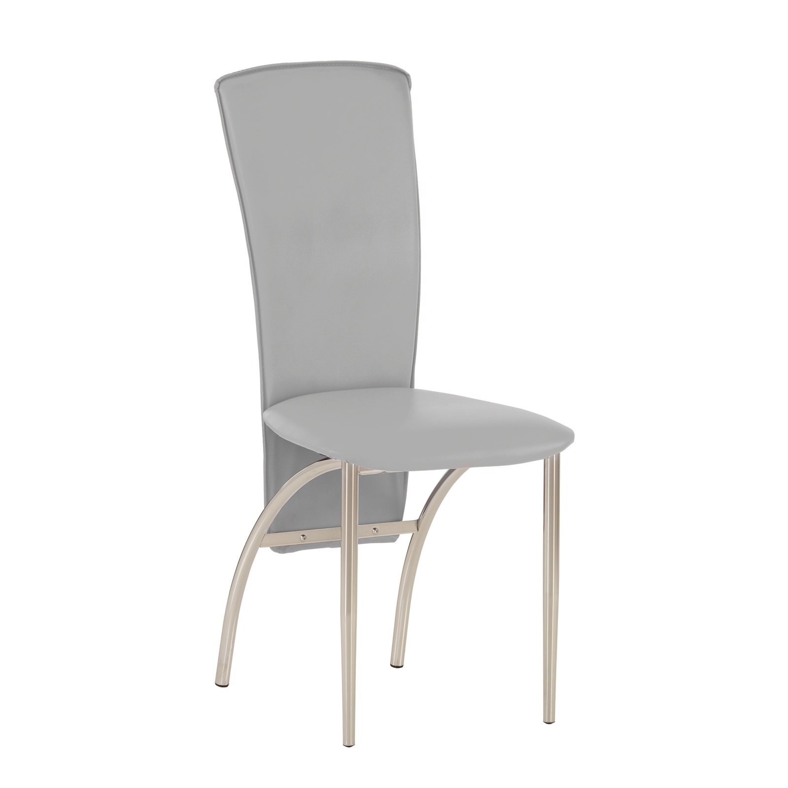 Scaun dining MF Amely, cadru cromat, PU, gri deschis