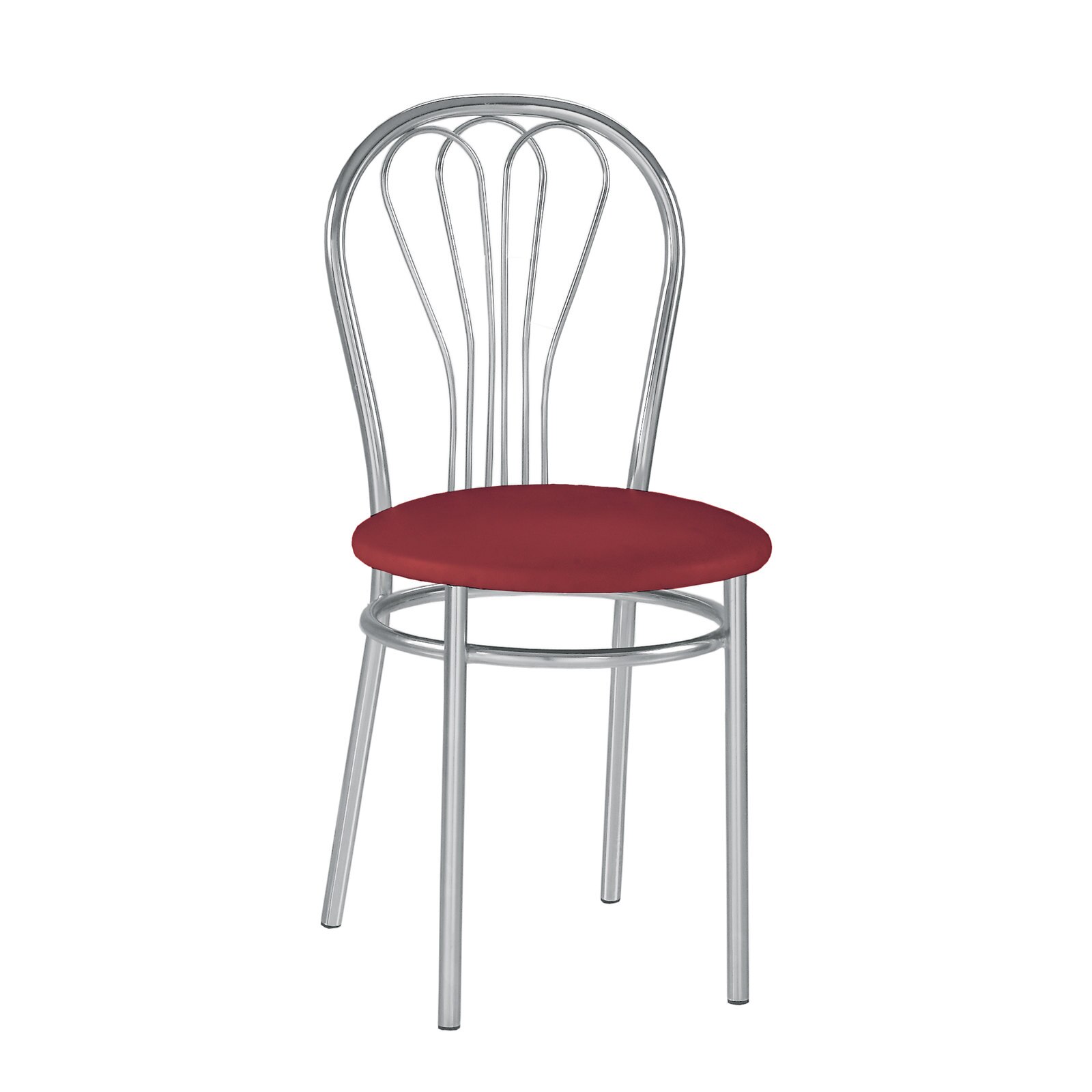 Scaun dining MF Venus, cadru cromat, PU, rubiniu