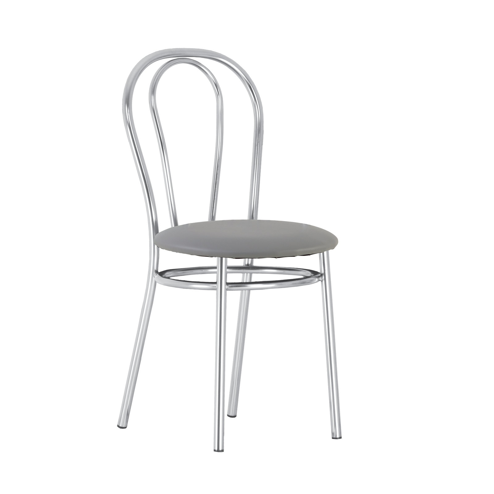 Scaun dining MF Tulipan, cadru cromat, PU, gri deschis