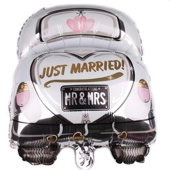 Balon folie Just Married MR&MRS, ProCart®, forma masina, inaltime 59 cm, forma masina, multicolor Balon folie Just Married MR&MRS, ProCart®, forma masina, inaltime 59 cm, forma masina, multicolor