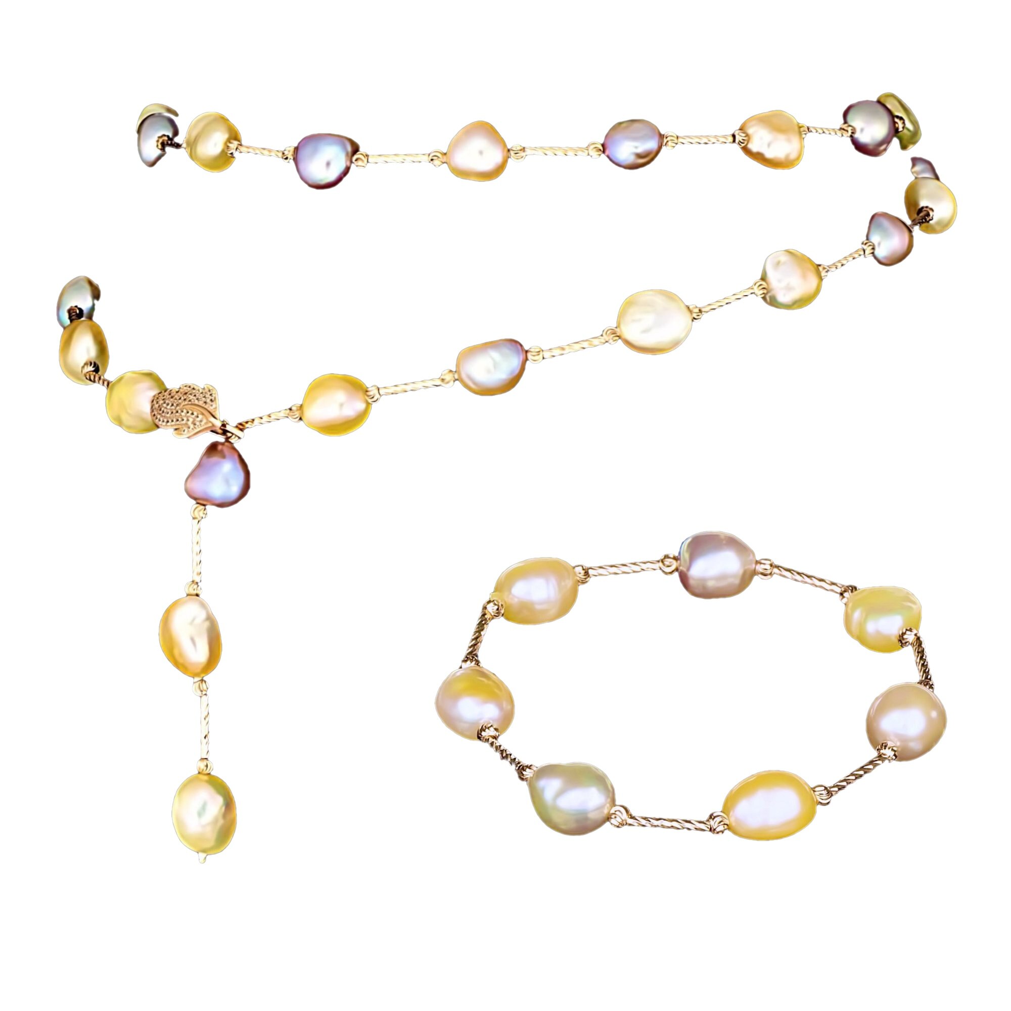 Set din Argint 925 placat cu Aur 18K si Perle Naturale, Abriana Rose Gold