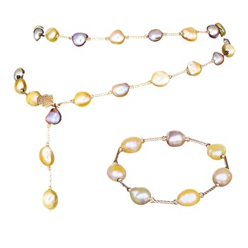 Set din Argint 925 placat cu Aur 18K si Perle Naturale, Abriana Rose Gold Set din Argint 925 placat cu Aur 18K si Perle Naturale, Abriana Rose Gold