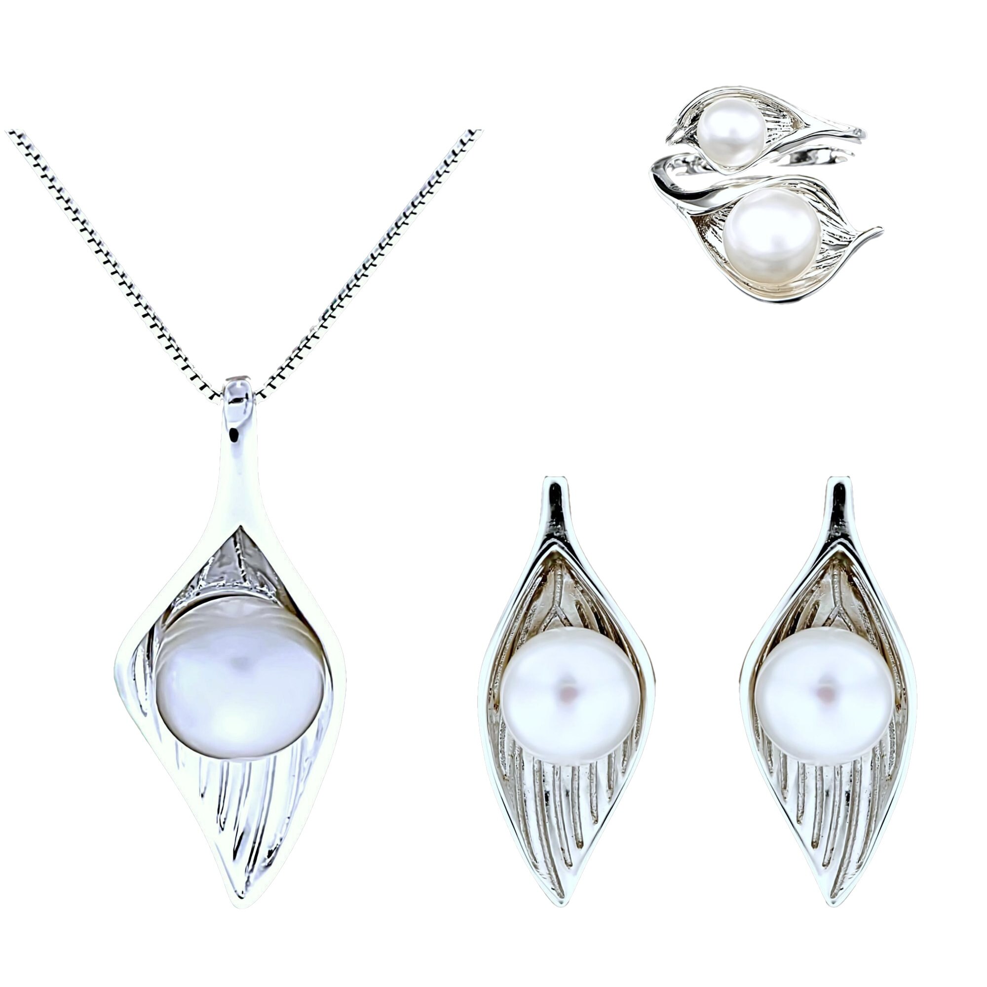 Set din Argint 925 cu Perle Naturale, Aurora White