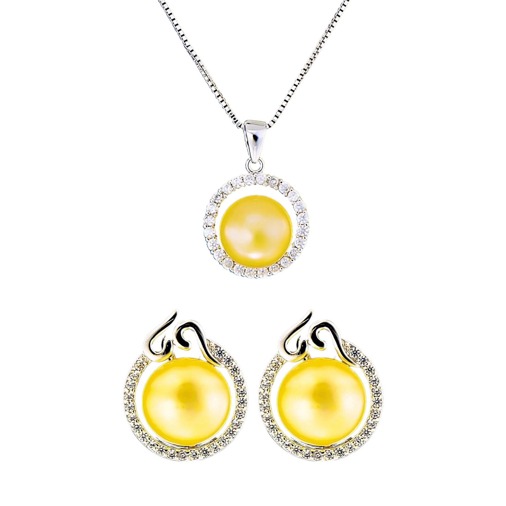 Set din Argint 925 cu Perle Naturale si Diamante, Barbara