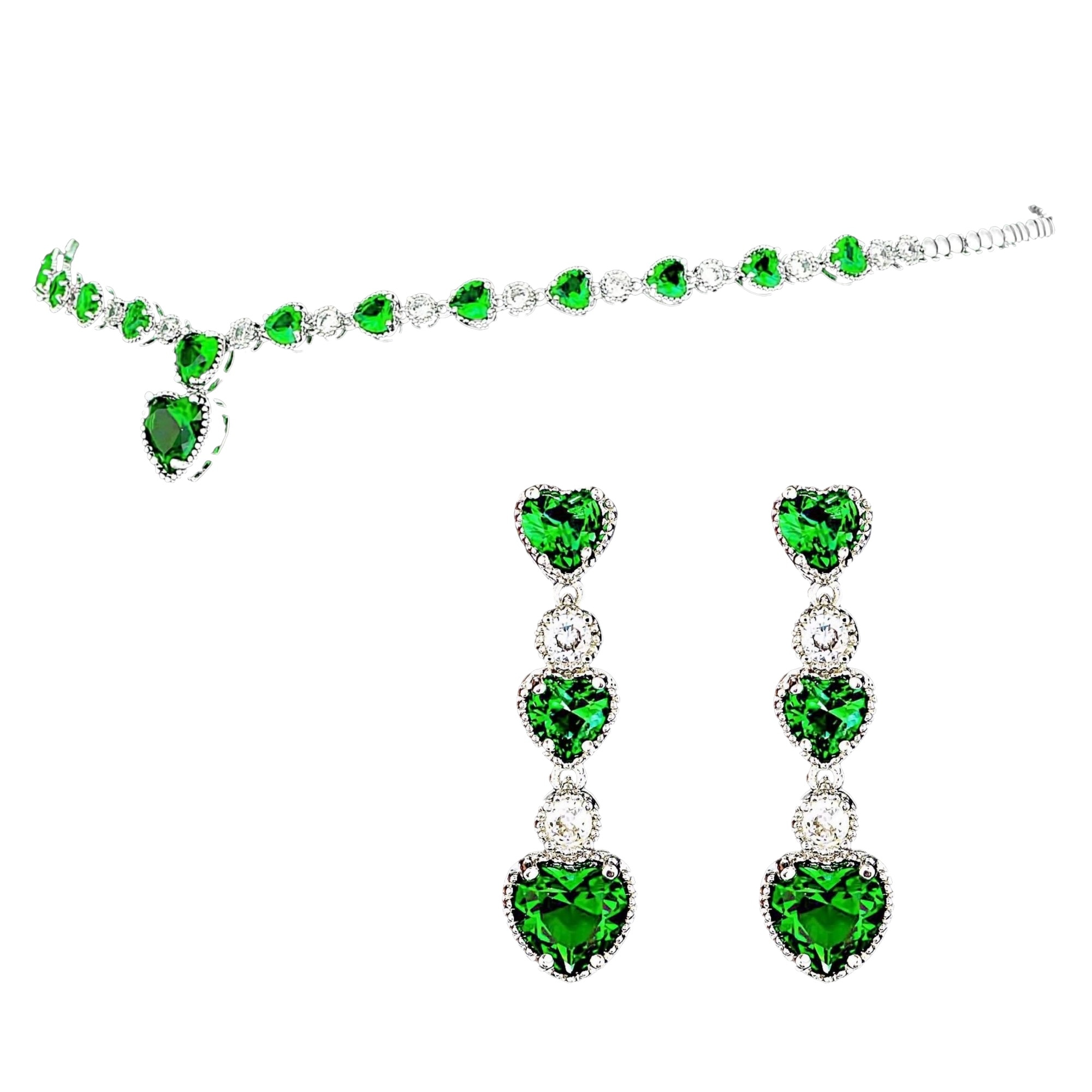 Set placat cu Aur 18K si Diamante, Calypso Platinum & Green