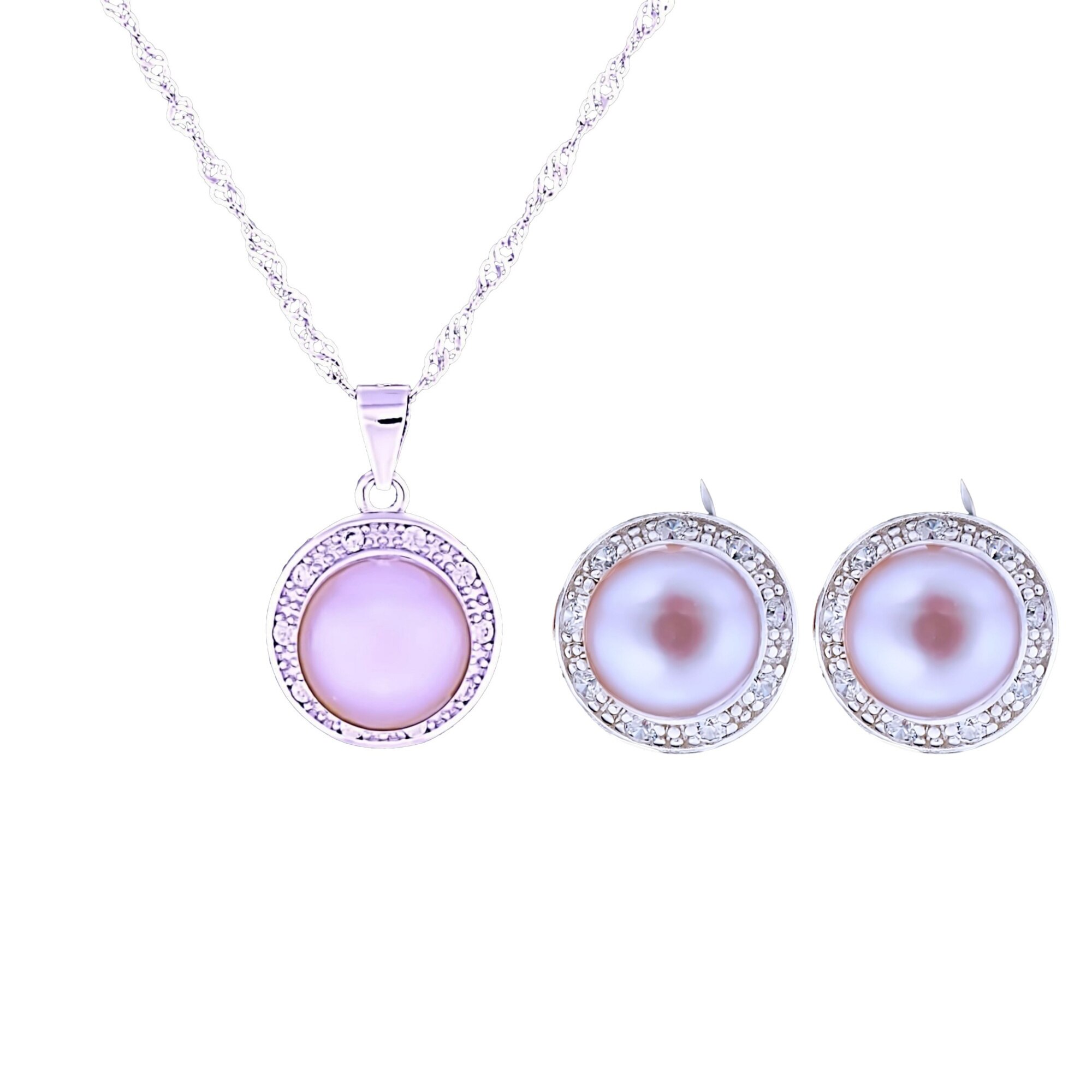 Set din Argint 925 cu Perle Naturale si Diamante, Cristina Style Purple