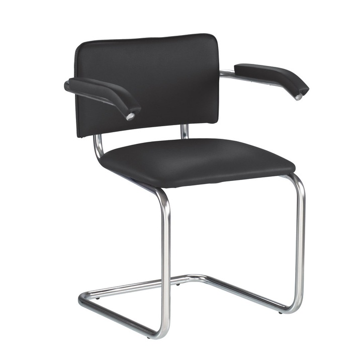 Посетителски стол MURIELLO Arm, Черна екологична кожа