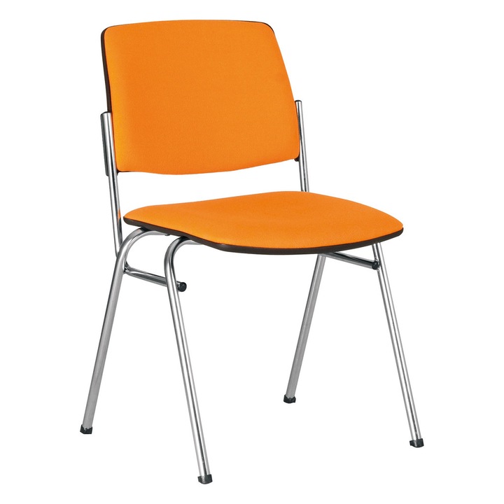 Scaun vizitator LAZARO CHROME, Portocaliu stofa lusso