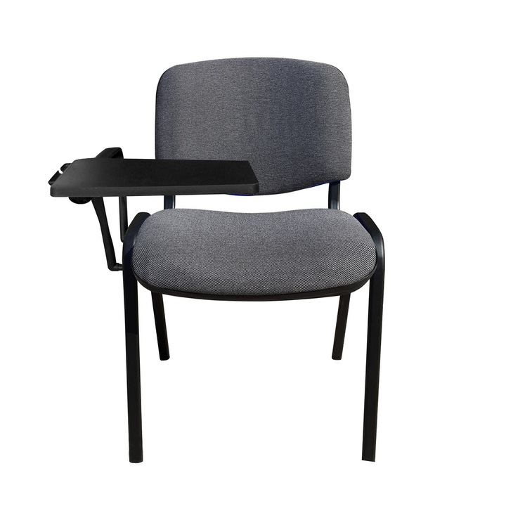 Scaun vizitator GOA BLACK cu masuta, Negru-gri stofa cagliari