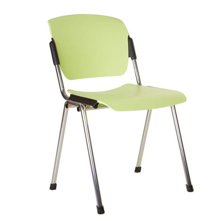 VANNI látogatói szék, krómozott műanyag, világoszöld