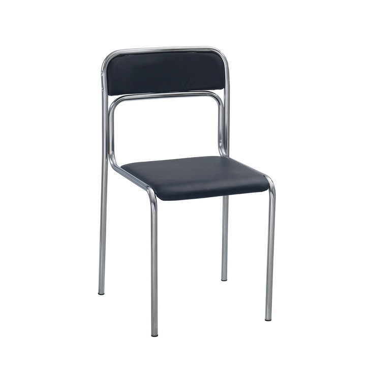 Látogatói szék ASMITA Króm, Fekete műbőr