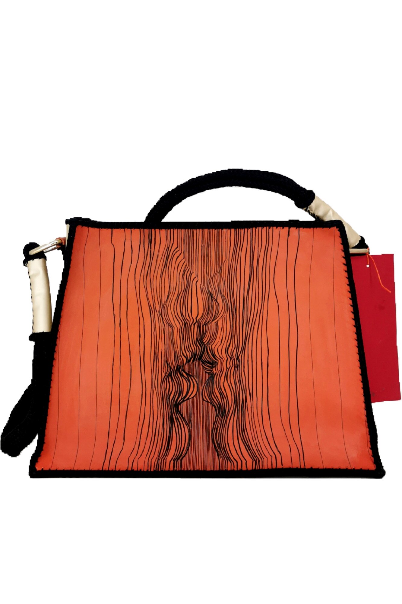 Poseta unicat pictata manual, portocaliu, AG Design, 31x22x11 cm