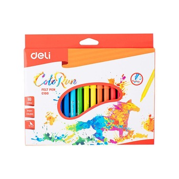 Carioca 18 culori Deli ColoRun lavabil C10010 Carioca 18 culori Deli ColoRun lavabil C10010
