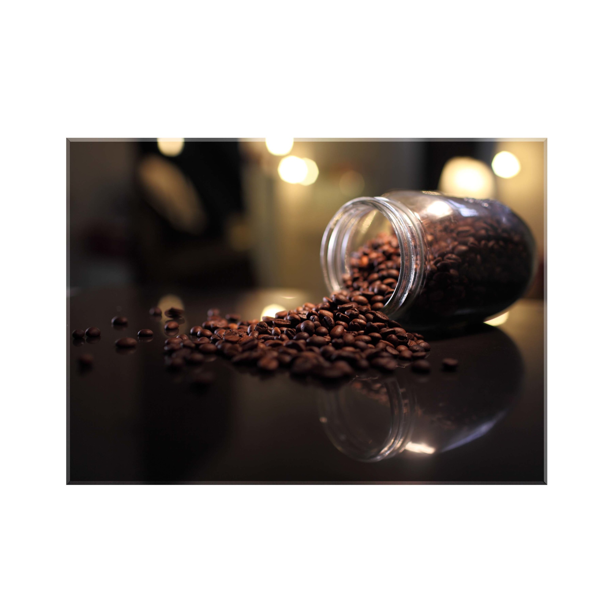 Sticla bucatarie securizata Saint Gobain Glass®, imprimata 90x65cm, protectie antistropire pentru aragaz, Ambra Deco, Borcan cu cafea