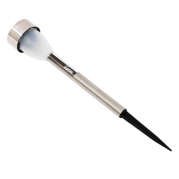 Lampa solara gri din inox, pentru exterior, gradina, terasa, balcon, cu lumina Led, de culoare alba, ATS Lampa solara gri din inox, pentru exterior, gradina, terasa, balcon, cu lumina Led, de culoare alba, ATS