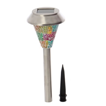 Lampa solara LED pentru gradina sau terasa, inox si mozaic, inaltimea de 40.5 cm, ATS Lampa solara LED pentru gradina sau terasa, inox si mozaic, inaltimea de 40.5 cm, ATS