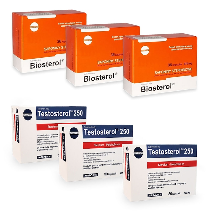 Megabol Biosterol csomag, 3 db plusz tesztoszteron, 3 db tesztoszteron stimuláció és növekedési hormon, ösztrogén gátlás