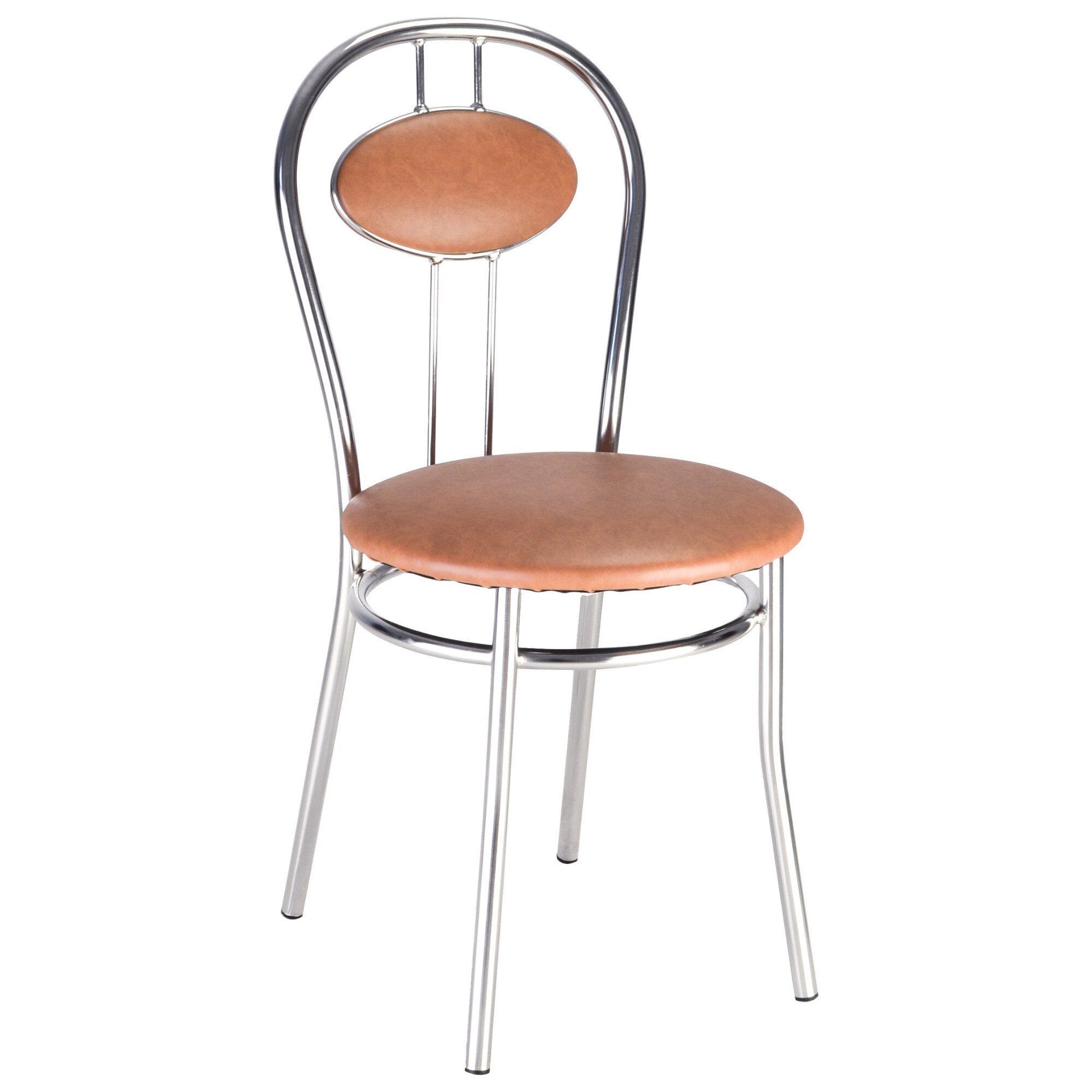 Scaun dining MF Tiziano, cadrul cromat, PU, aramiu