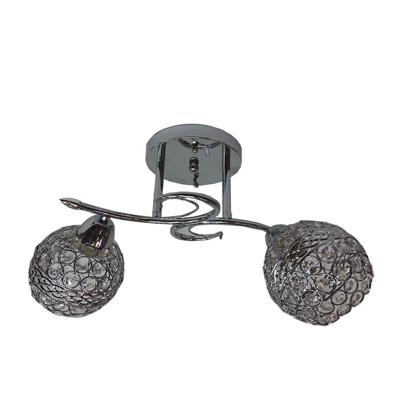 Lustra 602/2 , 2*E27, schelet inox, abajur semitransparent cristal