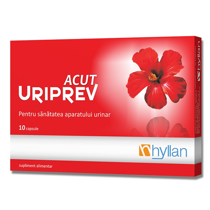 Supliment nutritiv Uriprev Acut, Puternic in faza acuta a infectiilor urinare, 10 capsule, Hyllan Pharma