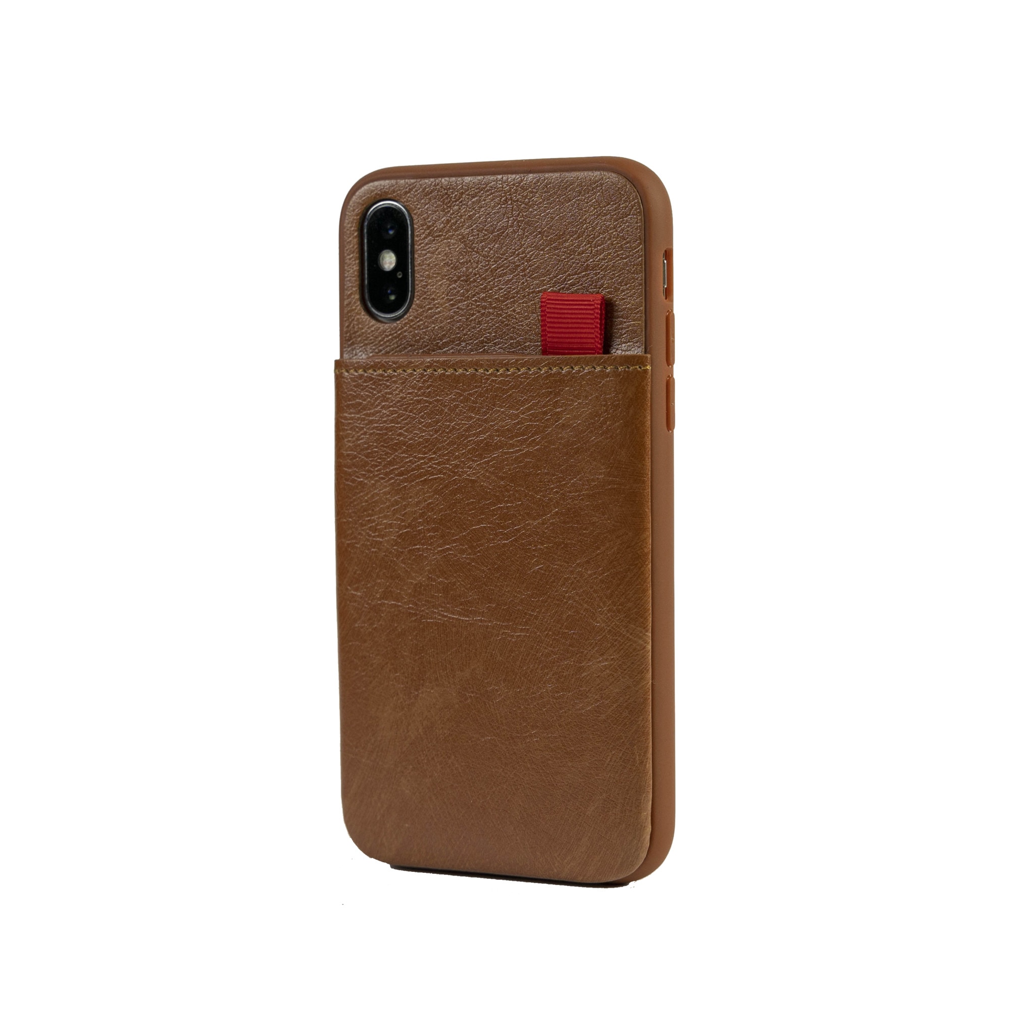 Carcasa pentru iPhone X/Xs, Piele Eco, cu Folie protectie ecran /-/ Cognac
