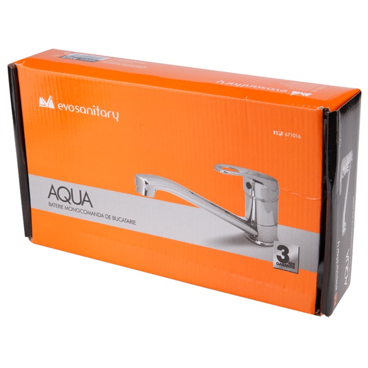 Baterie bucatarie monocomanda Evosanitary Aqua 671023, cartus ceramic 40 mm diametru, 135x115x65 mm