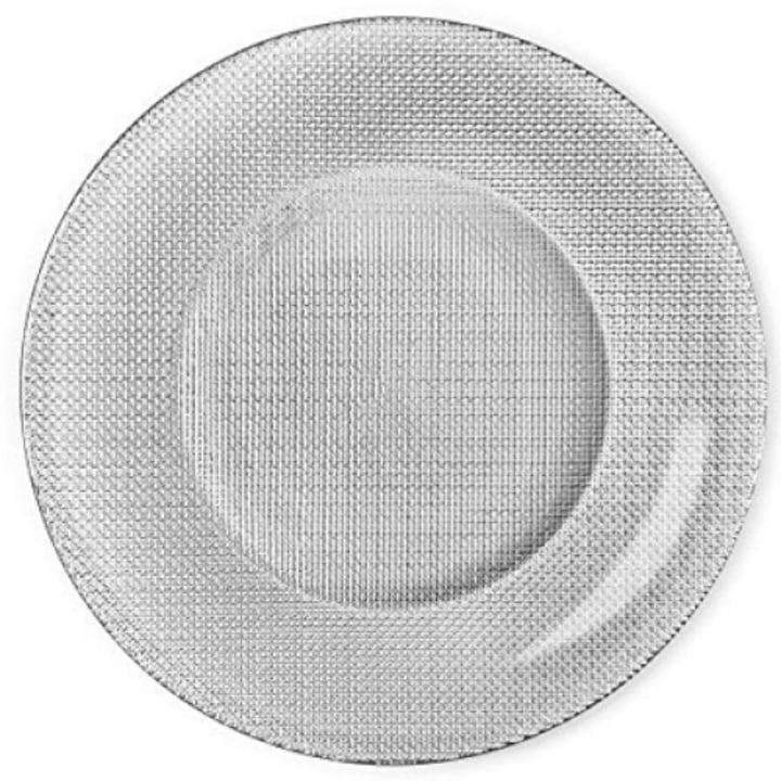 Bormioli Inca Metalic Silver Üveg tányér tartó 31 cm