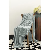 Patura-cuvertura cu 2 fete, imitatie blana Kring Solis, 200x200 cm, 300 gsm, gri