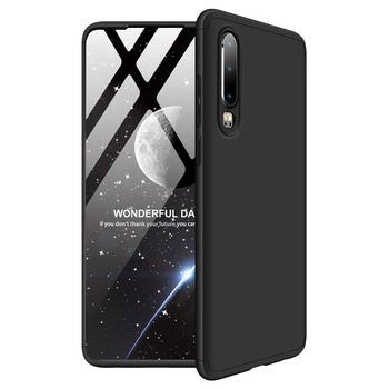 Husa Huawei P30, Protectie 360 - Fata, Spate si Laterale, Negru Husa Huawei P30, Protectie 360 - Fata, Spate si Laterale, Negru