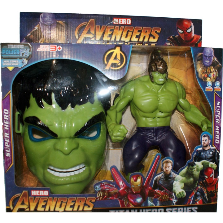 Bosszúállók figura, Hulk maszkkal, Többszínű.