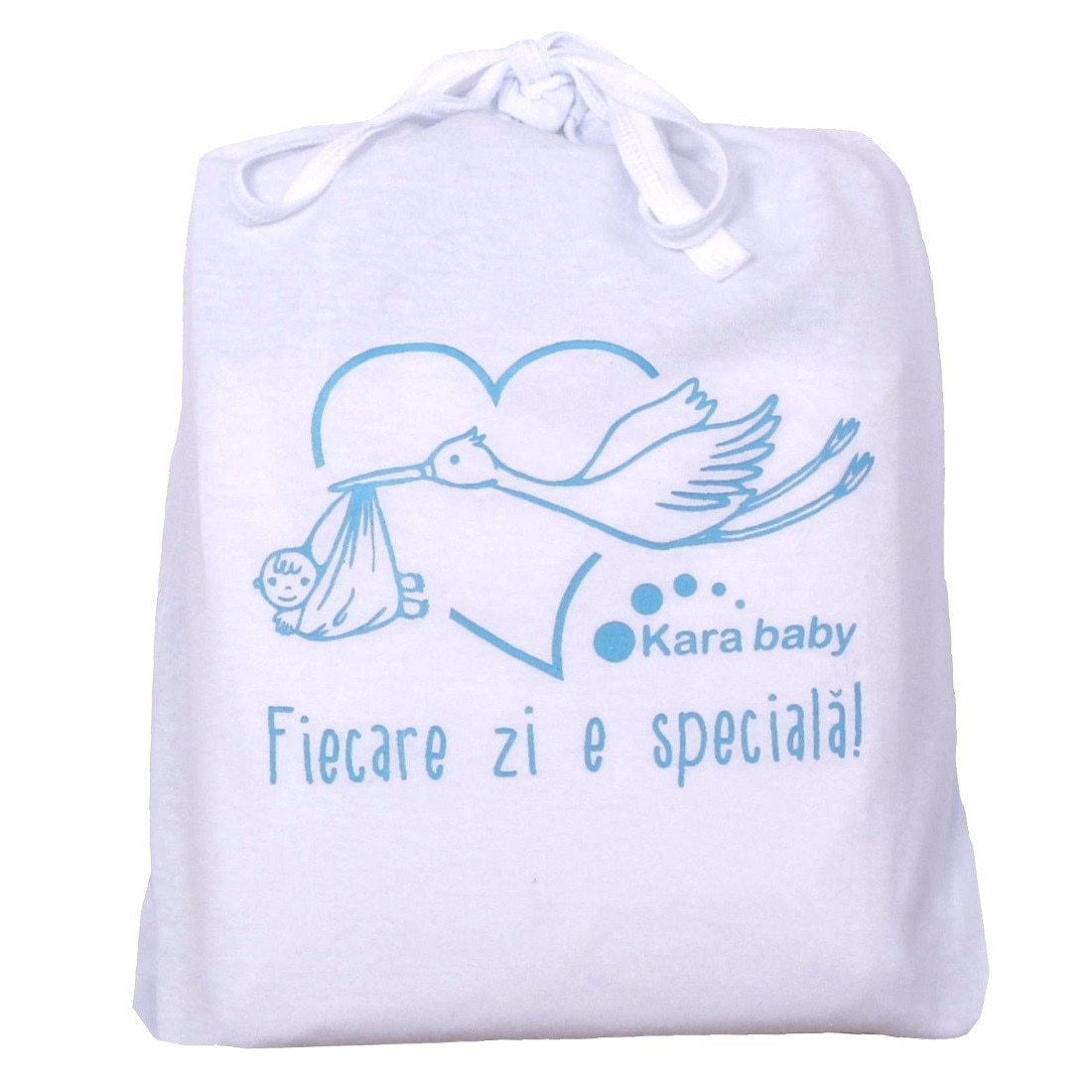 Pachet maternitate, kara baby, alb cu turqois, 100% bumbac, 50-56 cm