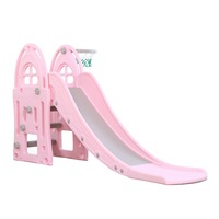 tobogan pentru copii novokids happy mega slide  pentru interior si exterior 187 centimetri panta alunecare maxim 50 kg cos de baschet inclus  roz imagen 26_0_
0