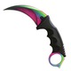Cutit de vanatoare Depox, Karambit tip CS:GO, multicolor, teaca cu snur inclusa