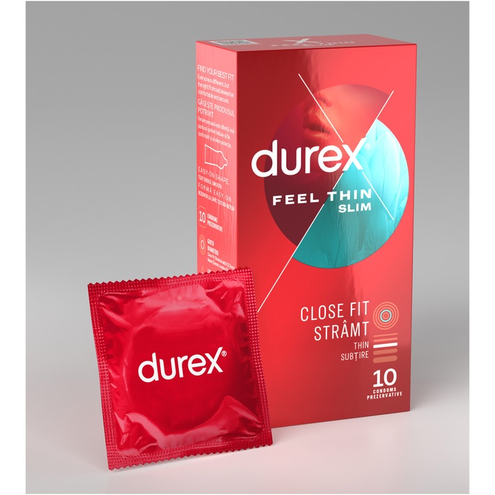 Prezervative Durex Feel Thin Slim Fit, 10 buc