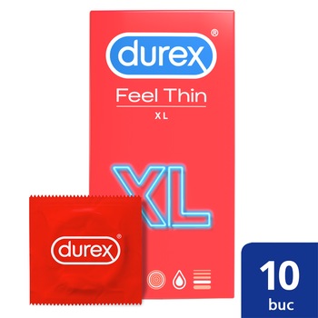 Prezervative Durex Feel Thin XXL, 10 buc Prezervative Durex Feel Thin XXL, 10 buc