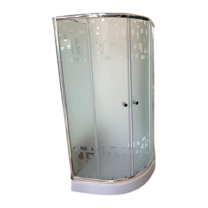 Tetris zuhanykabin 90 x 90 x 195 cm 6 mm-es üveg félkör alakú káddal