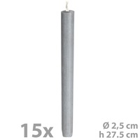 Set 15 lumanari pentru sfesnic, Ø 2,5 cm, h 27.5 cm, gri, C1106