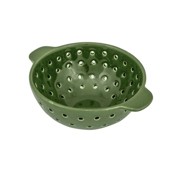 Strecuratoare cu manere J-Line, 17x8 cm (Dxh), ceramica, rotunda, Verde Strecuratoare cu manere J-Line, 17x8 cm (Dxh), ceramica, rotunda, Verde