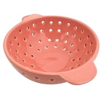 Strecuratoare cu manere J-Line, 17x8 cm (Dxh), ceramica, rotunda, Roz prafuit Strecuratoare cu manere J-Line, 17x8 cm (Dxh), ceramica, rotunda, Roz prafuit