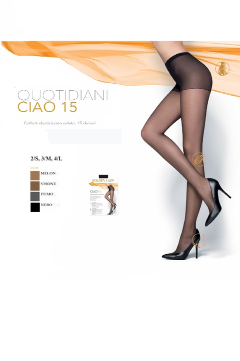 Дамски чорапогащник GOLDEN LADY CIAO 15, Бял/Черен
