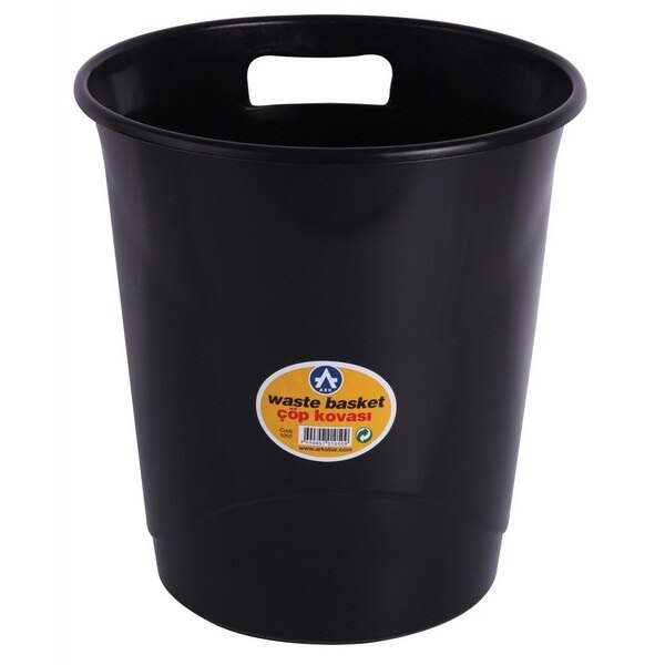Cos plastic cu maner, 10 litri, negru