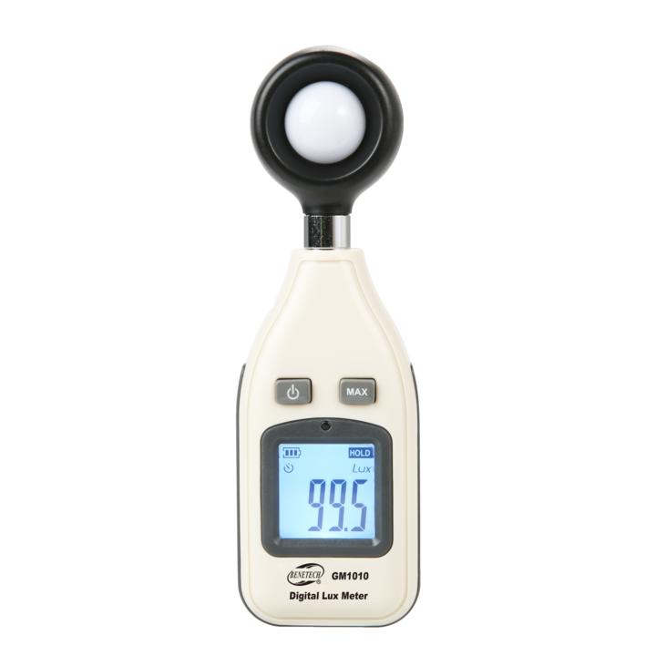 Fényáram-mérő, fényintenzitás, luxméter, 0-200 000 Lux, GM1010, fehér